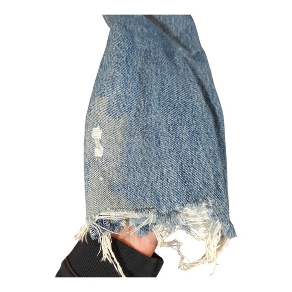 AGOLDE Riley Chewed Hem Straight Cropped High Rise Button-fly Jeans Women's 24 - Picture 8 of 9